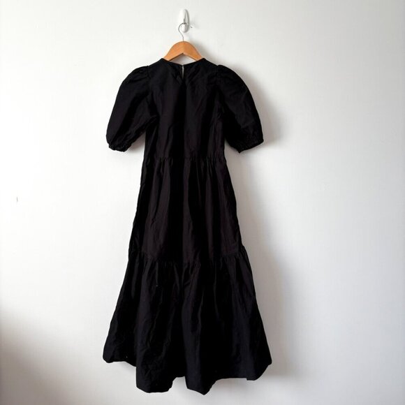 Zara Poplin Tiered Puff Sleeve Midi Dress Black Size XS - Picture 9 of 11